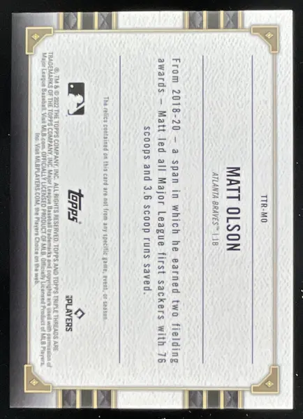 2022 Topps Triple Threads Relics Emerald #TTR-MO Matt Olson /18