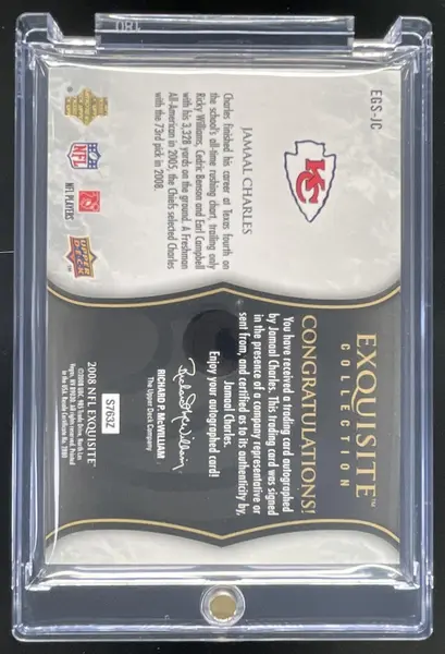 2008 Exquisite Collection Legendary Gold Ink Platinum Jamaal Charles RC Auto 1/1