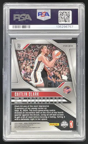 2024 Panini WNBA Prizm Orange Ice Prizm #22 Caitlin Clark RC PSA 9