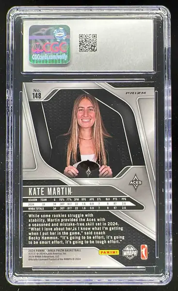 2024 Panini WNBA Prizm White Sparkle Prizm #148 Kate Martin RC CGC 10