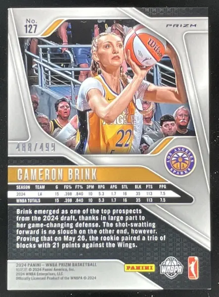 2024 Panini WNBA Prizm Pulsar Prizm #127 Cameron Brink RC /499