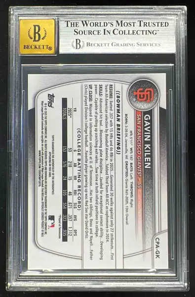 2025 Bowman Draft Chrome Red X-Fractor #CPA-GK Gavin Kilen RC Auto /5 BGS 9