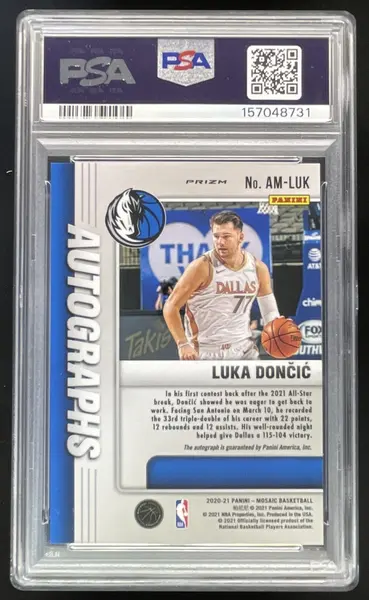 2020-21 Panini Mosaic Autographs Mosaic #AM-LUK Luka Doncic Autograph Auto PSA 9