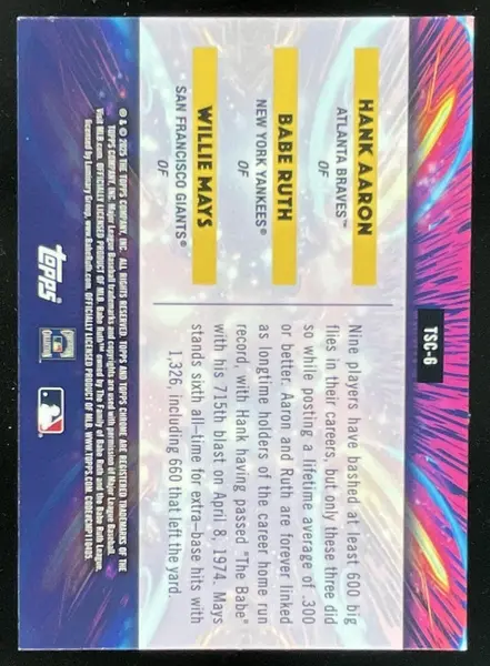 2025 Topps Cosmic Chrome Triple Star Clusters Babe Ruth Willie Mays Hank Aaron