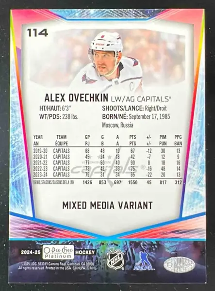 2024-25 O-Pee-Chee Platinum Mixed Media Variations #114 Alex Ovechkin SP