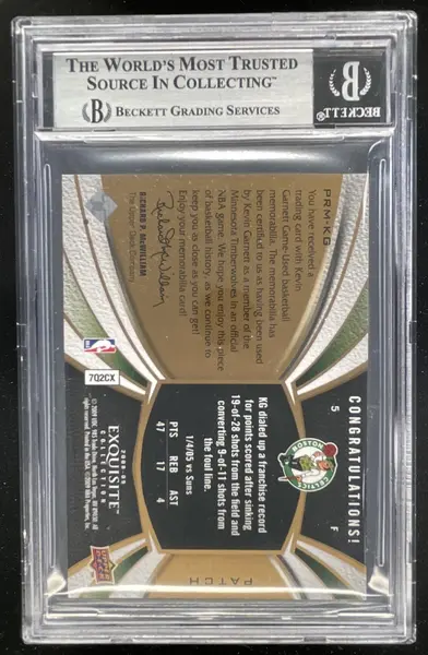 2008-09 Upper Deck Exquisite Collection Prime #PRM-KG Kevin Garnett /50 BGS 8.5