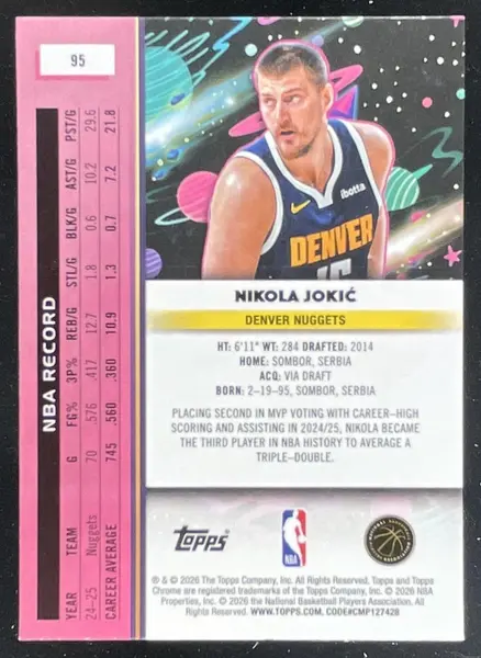 2025-26 Topps Cosmic Chrome Aqua Equinox Refractor #95 Nikola Jokic /199