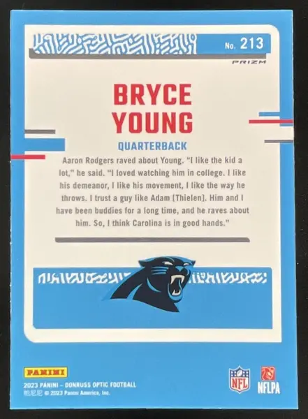2023 Panini Donruss Optic Blue Stars Prizm #213 Bryce Young RC Rated Rookie