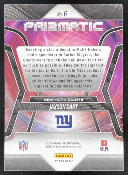 2025 Panini Prizm Prizmatic Silver Prizm #6 Jaxson Dart RC