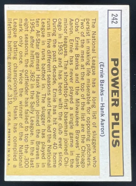 1963 Topps #242 Power Plus Hank Aaron Ernie Banks