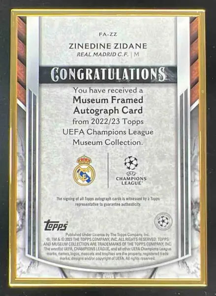 2022 Museum Collection Champions League Framed Ruby #ZZ Zinedine
