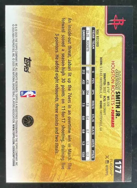 2025-26 Topps Golden Mirror Image Variation SSP #177 Jabari Smith Jr.