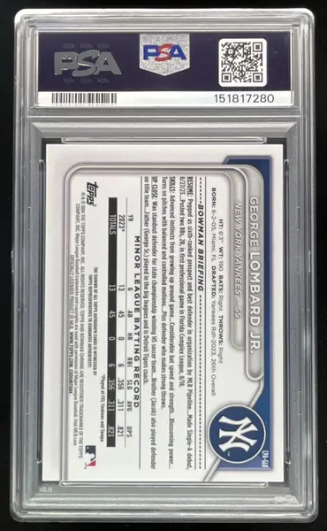 2024 Bowman Chrome #CPA-GLO George Lombard Jr. RC Auto PSA 10