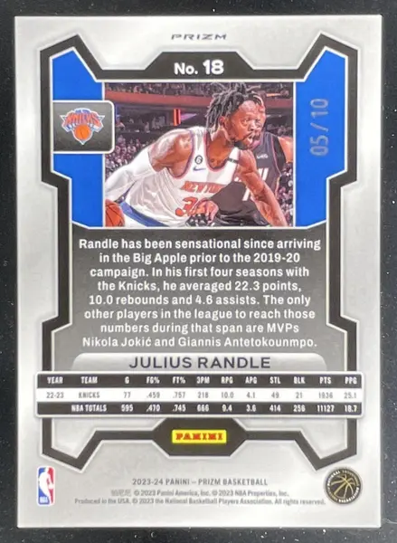 2023-24 Panini Prizm Prizms Gold #18 Julius Randle /10
