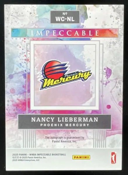 2025 Panini Impeccable WNBA Water Colors Holo Silver #5 Nancy Lieberman Auto /25