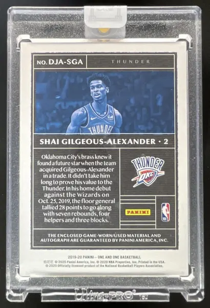 2019-20 One and One Dual Jersey Red #DJA-SGA Shai Gilgeous-Alexander Auto /25