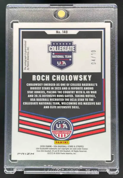 2026 Stars and Stripes Prizm Signatures Gold Prizm #140 Roch Cholowsky Auto /10