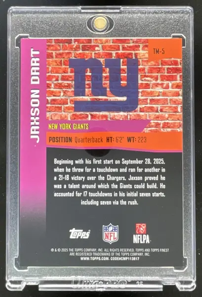 2025 Topps Finest The Man #TM-5 Jaxson Dart RC