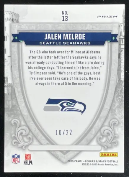 2025 Panini Rookies & Stars Crusade Ice FOTL #13 Jalen Milroe RC /22