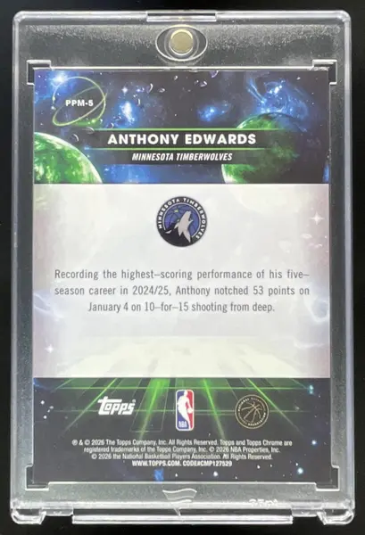 2025-26 Topps Cosmic Chrome Planetary Pursuit Mercury #PPM-5 Anthony Edwards SSP