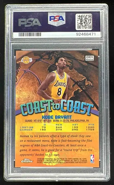1998-99 Topps Chrome Coast to Coast Refractor #CC1 Kobe Bryant PSA