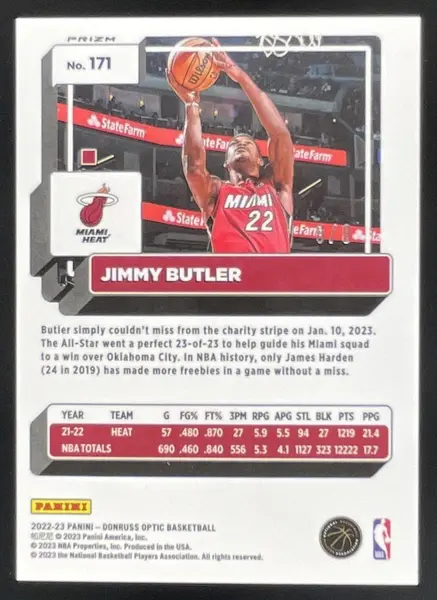 2022-23 Panini Donruss Optic Choice Black Gold #171 Jimmy Butler /8