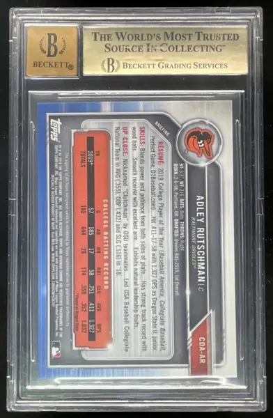 2019 Bowman Draft Chrome Pick Autographs #CDA-AR Adley Rutschman RC Auto BGS 9.5