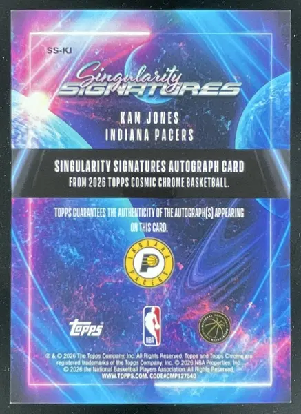 2025-26 Topps Cosmic Chrome Singularity Signatures #SS-KJ Kam Jones RC Auto