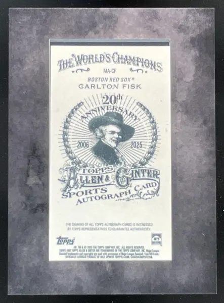 2025 Topps Allen & Ginter Framed Mini Black Frame Carlton Fisk Auto /25