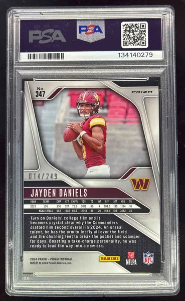 2024 Panini Prizm Orange Prizm #347 Jayden Daniels RC/249 PSA 8 on