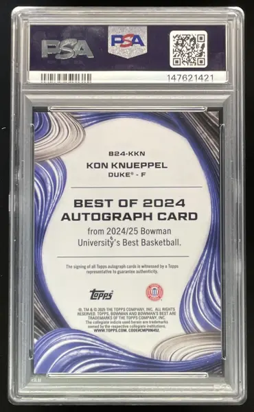 2024 Bowman's Best Best of 2024 Orange Geometric Kon Knueppel Auto /25 PSA 9