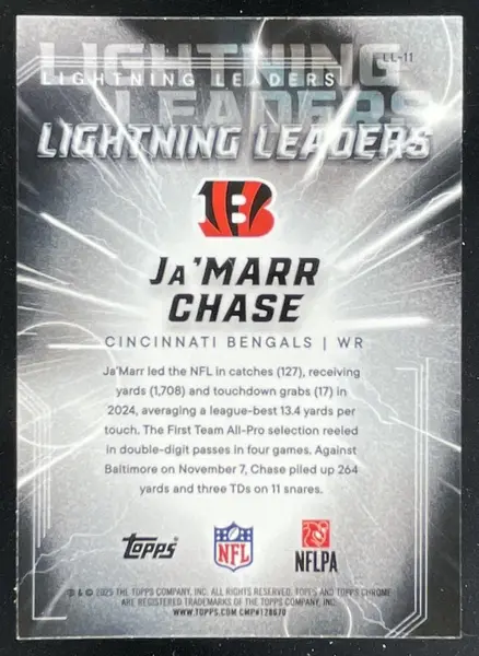 2025 Topps Chrome Lightning Leaders #LL-11 Ja'Marr Chase SSP
