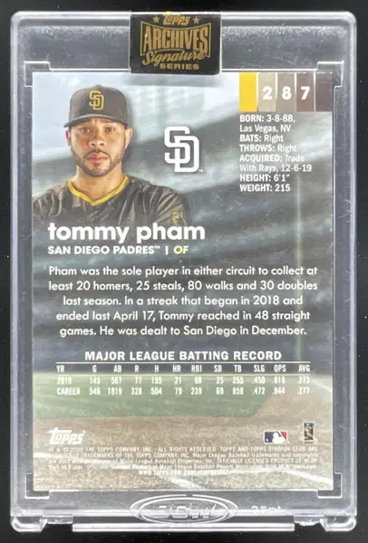 2022 Topps Archives Signature Series Autograph Tommy Pham Auto /3
