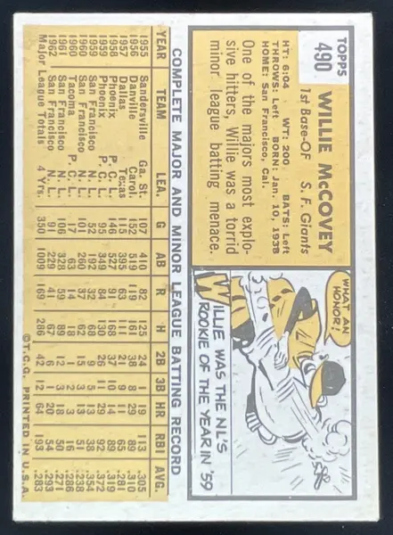 1963 Topps #490 Willie McCovey