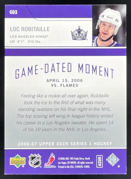 2006-07 Upper Deck Game Dated Moments #GD3 Luc Robitaille