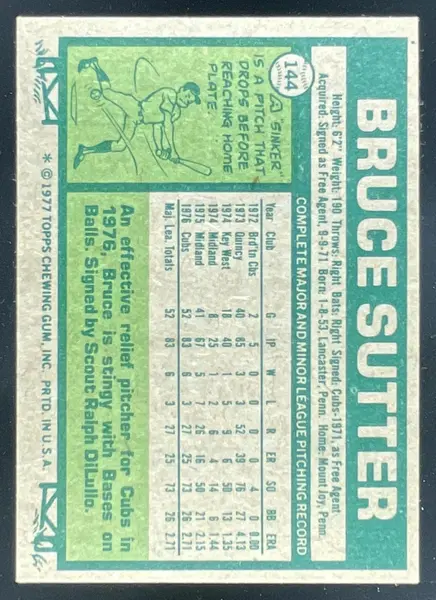 1977 Topps #144 Bruce Sutter RC