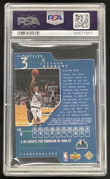 1997-98 SP Authentic ProFiles Level 3 #P38 Stephon Marbury /100 PSA 7