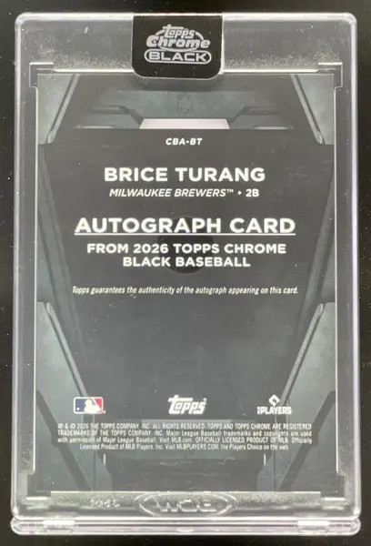 2026 Topps Chrome Black Autographs #CBA-BT Brice Turang Auto