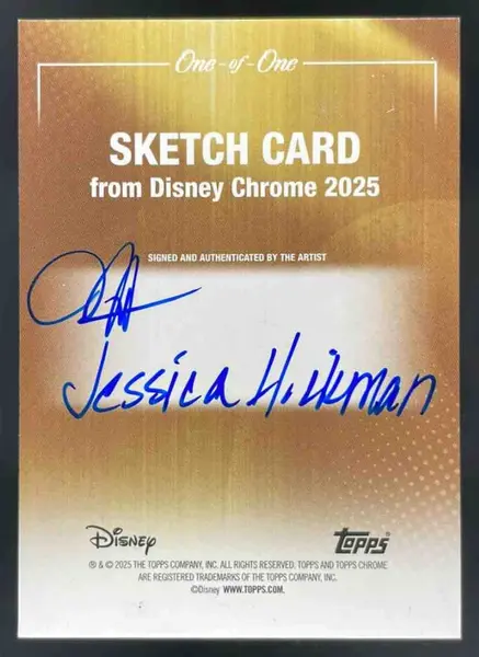 2025 Topps Chrome Disney Sketch Artists Gold Foil #NNO Jessica Hikman Auto 1/1