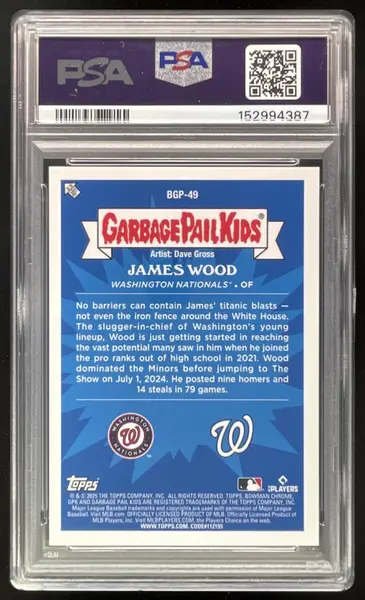 2025 Bowman Chrome Bowman GPK #BGP-49 James Wood RC PSA 10
