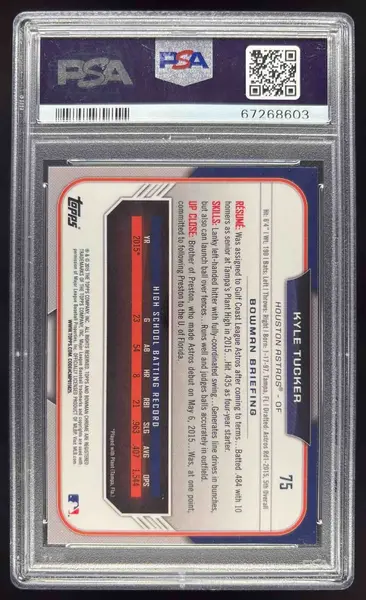 2015 Bowman Draft Chrome #75 Kyle Tucker RC PSA 10