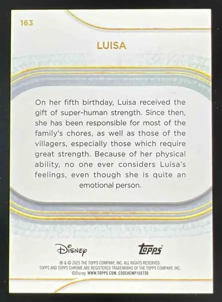 2025 Topps Chrome Disney Sapphire Red Refractor #163 Luisa /5