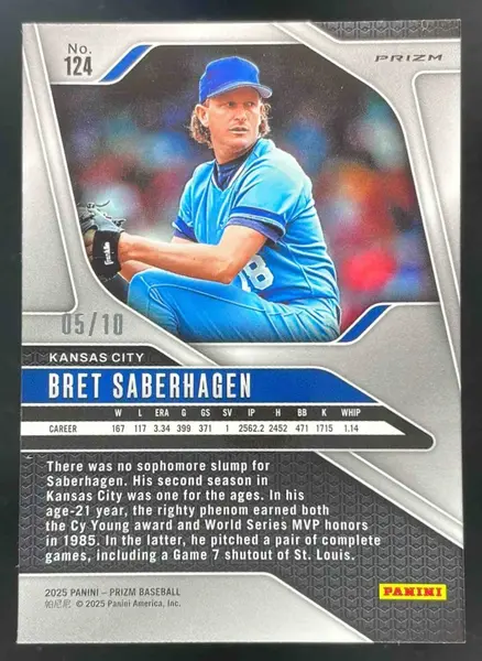 2025 Panini Prizm Prizms Gold #124 Bret Saberhagen /10