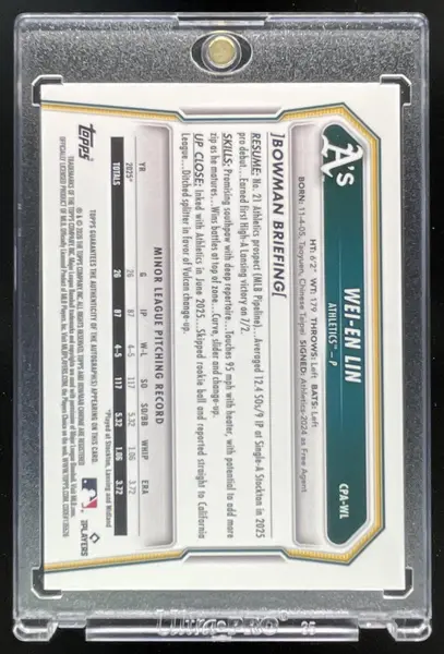2026 Bowman Chrome Prospect Green Grass Refractor #CPA-WL Wei-En Lin RC Auto /99
