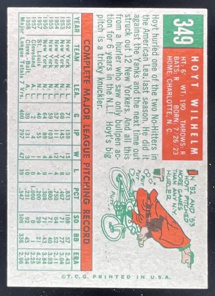 1959 Topps #349 Hoyt Wilhelm UER