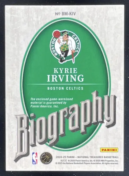 2024-25 Panini National Treasures Biography Materials #5 Kyrie Irving /99