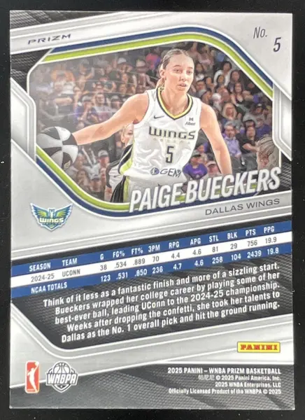 2025 Panini WNBA Prizm White Seismic Prizm #5 Paige Bueckers RC