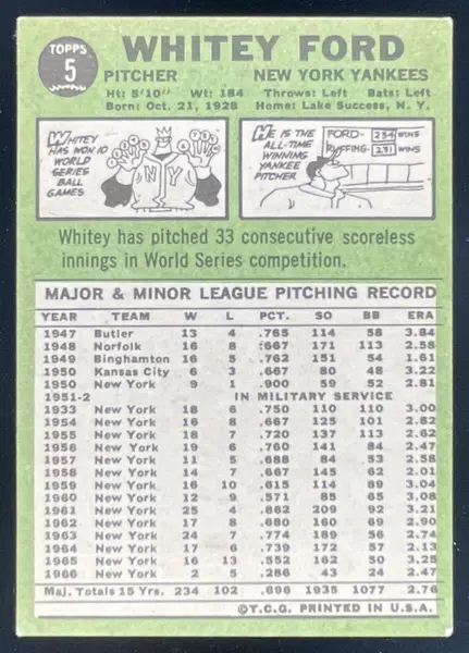1967 Topps #5 Whitey Ford