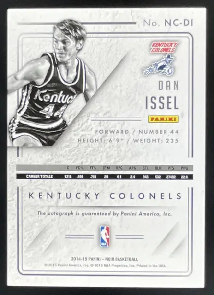 2014-15 Panini Noir Auto Noir Color #NC-DI Dan Issel Auto /49