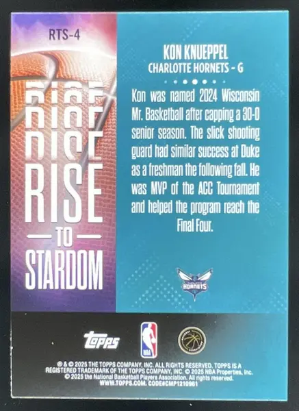 2025-26 Topps Rise to Stardom Rainbow Foil #RTS-4 Kon Knueppel RC